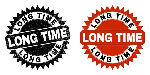 LONG TIME Black Rosette Watermark with Grunge Texture Stock Illustration