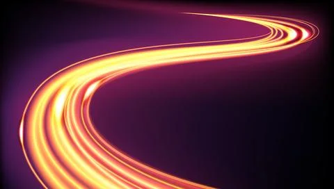 Long Time Exposure Motion Blur Effect of Golden Light Trails Vector Illustration Stock Illustration