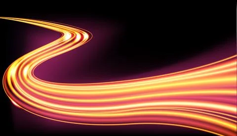 Long Time Exposure Motion Blur Effect of Golden Light Trails Vector Illustration Stock Illustration