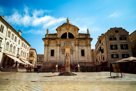 Long time exposure of St Blaise church in Dubrovnik Stock Photos
