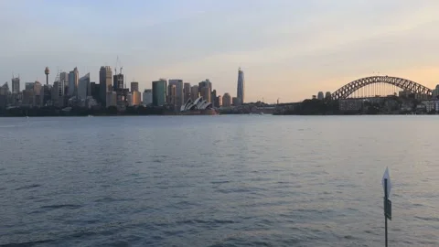 Long time lapse in Sydney city CBD across Harbour at sunset in 4k. Stock Footage 135495301