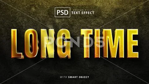 Long time text - editable 3d font effect Modello PSD