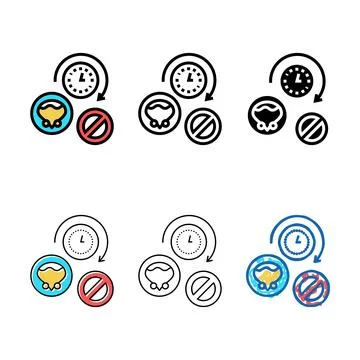 Long time without urination color multipack icon vector Stock Illustration