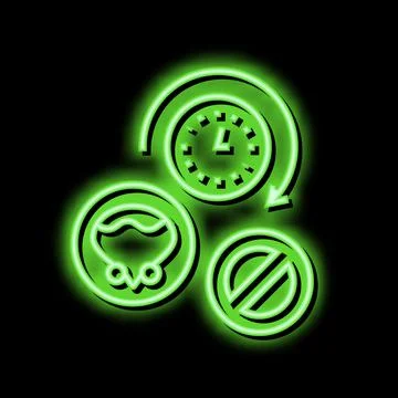 Long time without urination neon glow icon illustration Illustrazione stock