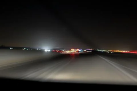 Long for for Traffic with long exposure effect while driving at Suez Road at n Stock Photos