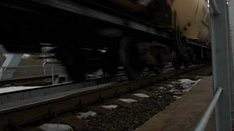 A long train rides on the railway at full speed close-up Stock Footage 205838051