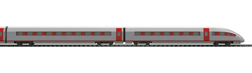 Long train on white, side view Illustrazione stock