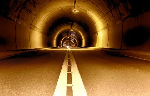 Long tunnel at night Stock Photos