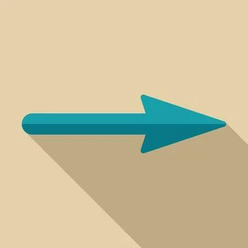 Long turquoise arrow pointing right with drop shadow on beige background Stock Illustration