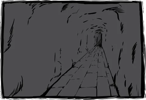 Long underground passage with copy space Stock Illustration