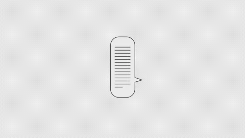 Long vertical gray speech bubble with text lines 2D cartoon object animation Stock Footage 308621098