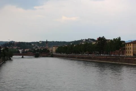 A long view of Adige river Stock Photos