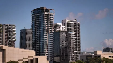 Long view of high rise apartment builds in South Brisbane on a sunny day. Video stock 339076285