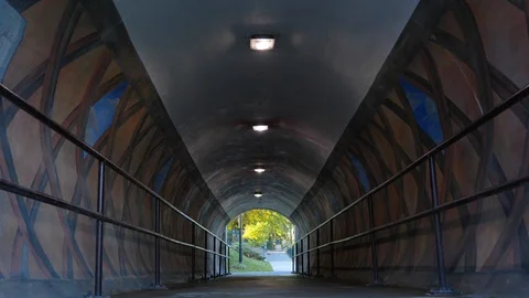 Long view inside of a tunnel daytime Video stock 118463831