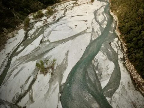 Long View Perspective Looking Up a Dry Riverbed Stock Photos