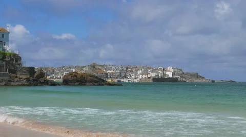 Long view of St. Ives harbour, Cornwall Stock Footage 63448140
