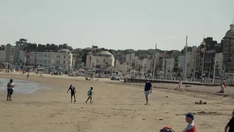 Long view weymouth beach 스톡 동영상 137266309