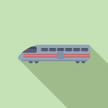 Long wagon train icon flat vector. Fast move speed Stock Illustration
