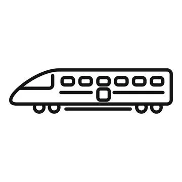 Long wagon train icon outline vector. Fast move speed Illustrazione stock