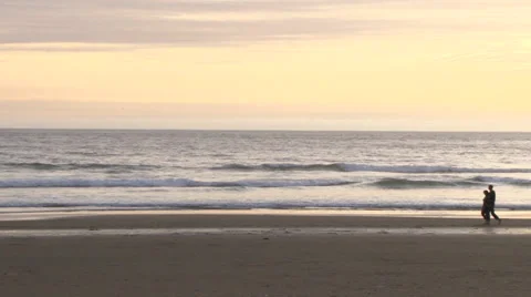 Long Walk on the Beach Couple Stock Footage 39756604