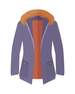Long Warm Jacket Flat Style Vector Illustration 库存插图