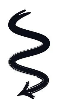 Long wavy arrow bold thick stroke graphic element Stock Illustration