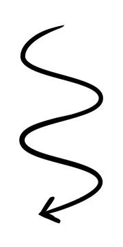 Long wavy arrow hand-drawn sketch graphic element Illustrazione stock