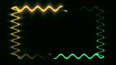 Long wavy horizontal rectangular gold green light lines, neon moving to for.. Stock Footage 270317303