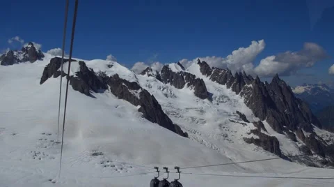 Long way cable from Aiguille du Midi Stock Footage 65374239