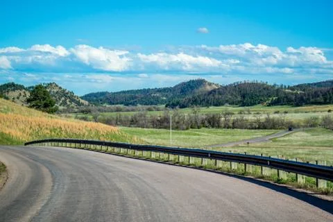 A long way down the road of Custer State Park, South Dakota Stock Photos