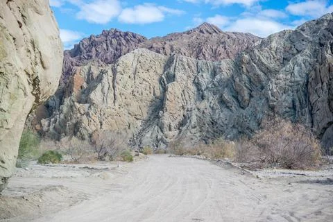 A long way down the road going to Palm Springs, California Stock Photos