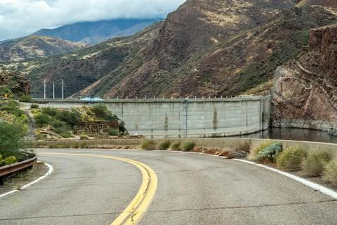A long way down the road going to Tonto National Forest, Arizona Stock Photos