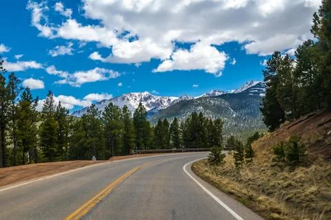 A long way down the road going to Colorado Springs, Colorado Stock Photos