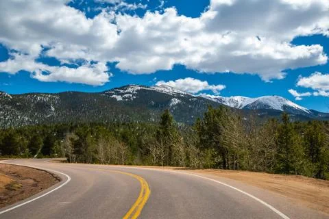 A long way down the road going to Colorado Springs, Colorado Stock Photos