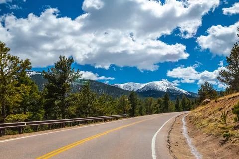 A long way down the road going to Colorado Springs, Colorado Stock Photos
