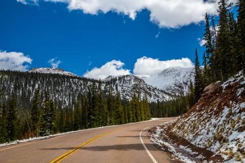 A long way down the road going to Colorado Springs, Colorado Stock Photos
