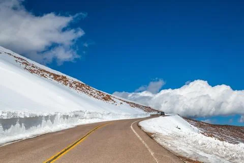 A long way down the road going to Colorado Springs, Colorado Stock Photos