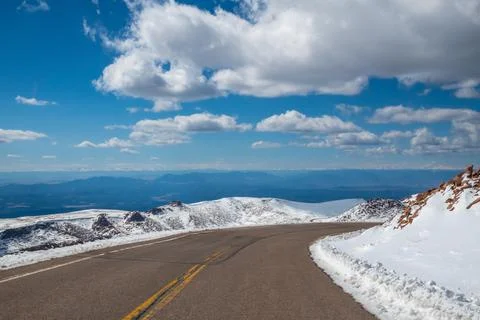 A long way down the road going to Colorado Springs, Colorado Stock Photos