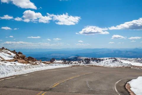 A long way down the road going to Colorado Springs, Colorado Stock Photos