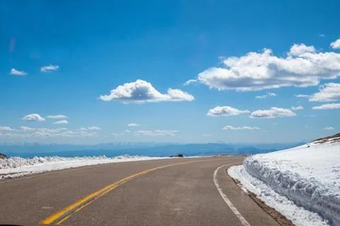 A long way down the road going to Colorado Springs, Colorado Stock Photos