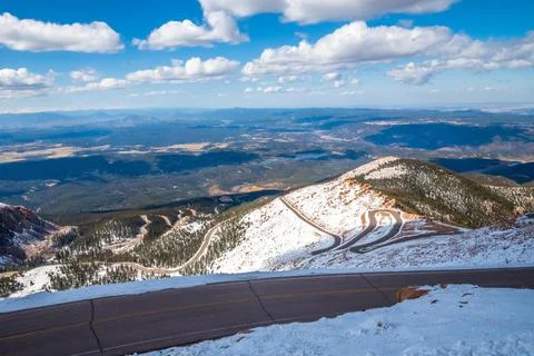 A long way down the road going to Colorado Springs, Colorado Stock Photos