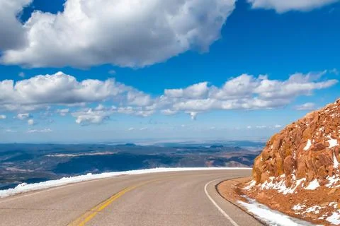 A long way down the road going to Colorado Springs, Colorado Stock Photos