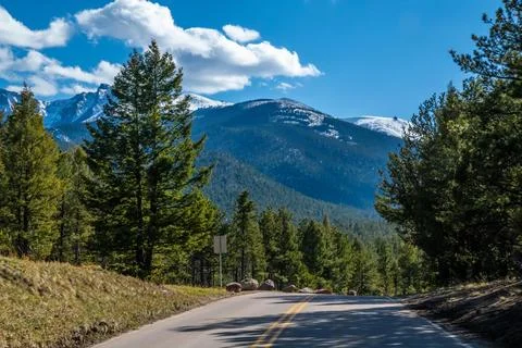 A long way down the road going to Colorado Springs, Colorado Stock Photos
