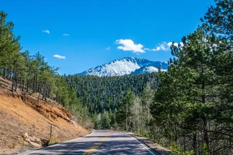 A long way down the road going to Colorado Springs, Colorado Stock Photos