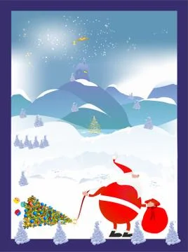 Long way to Santa, Stock Illustration