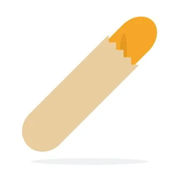 Long white bread packaging vector flat material design isolated object on white Stock Illustration