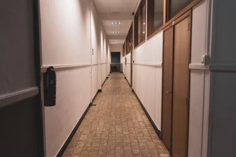 Long white corridor Stock Photos