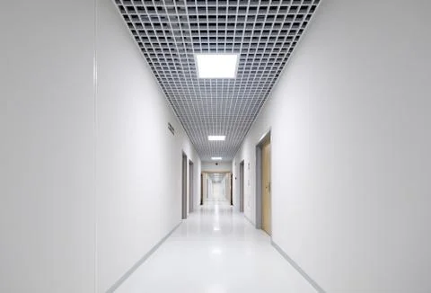 Long white empty corridor 写真素材
