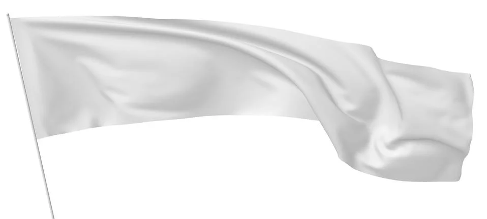 Long white flag on flagpole. Stock Illustration