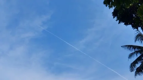 Long White Jet Trail Stock Footage 337009888